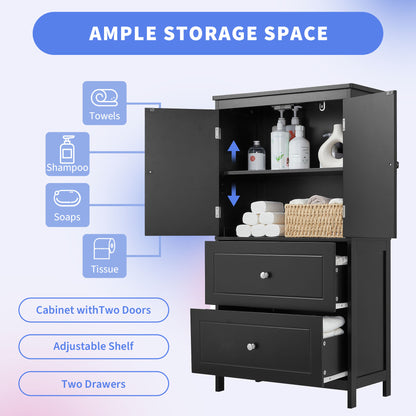 Black Bathroom Storage Cabinet with Drawers