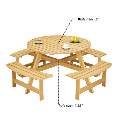 Outdoor Dining Table with Benches Set of 8