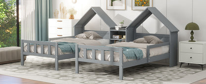 Double Twin Platform Bed Gray