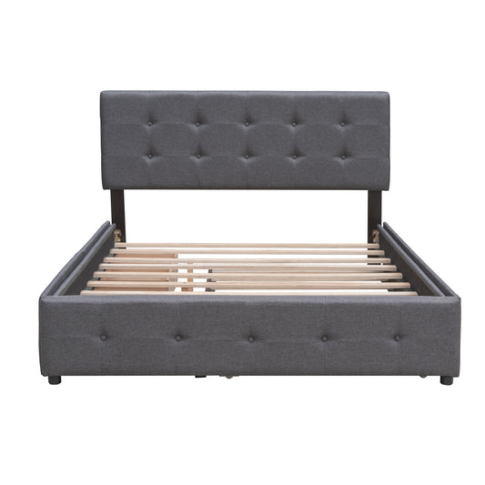 Upholstered Platform Bed Queen Dark Gray