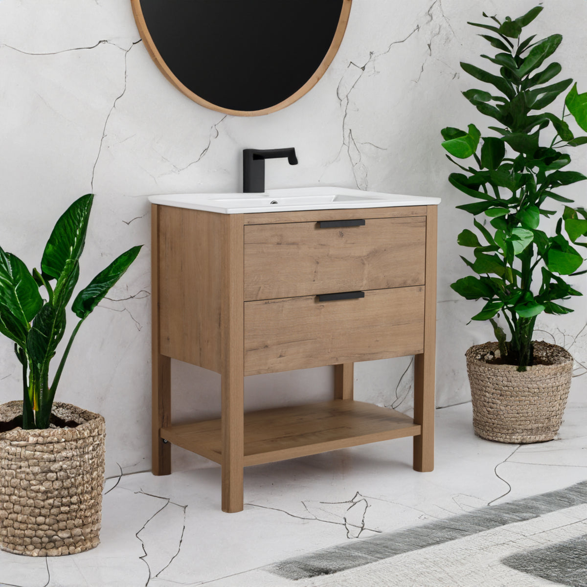 30-Inch Vanity with 2 Drawers White Finish
