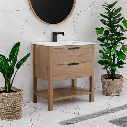 30-Inch Vanity with 2 Drawers White Finish