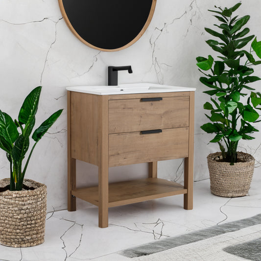 30-Inch Vanity with 2 Drawers White Finish