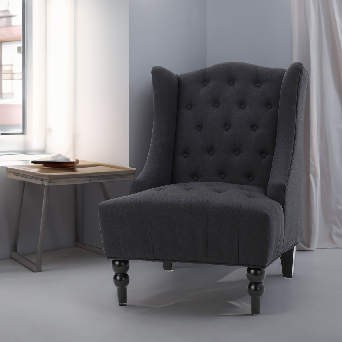 Toddman Velvet Club Chair – Charcoal
