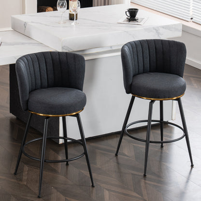 Adjustable Gray Bar Stool Set (2 pcs) – Modern Metal Base