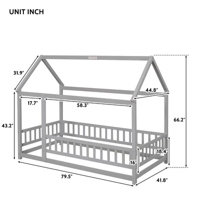 Twin Floor Bed Grey