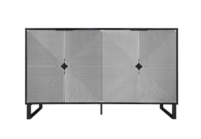 Striped 4-Door Buffet Cabinet