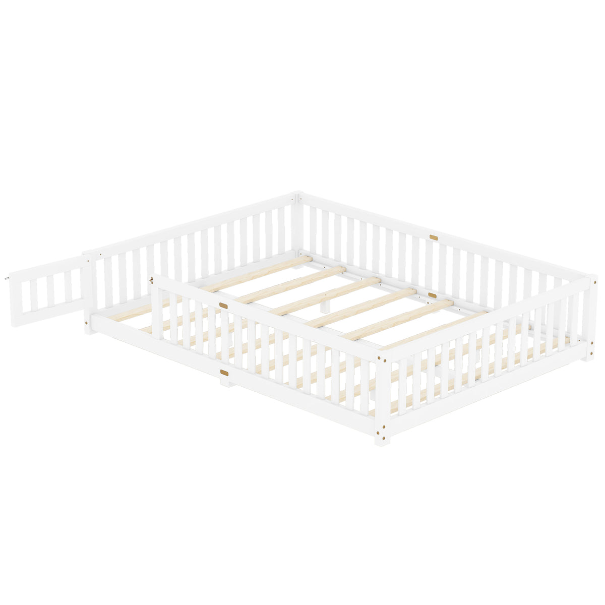 Kids Safety Floor Bed – White Guardrail Edition