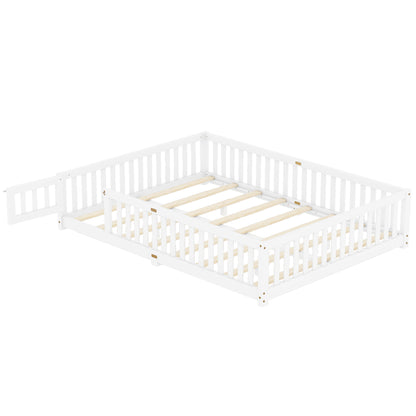 Kids Safety Floor Bed – White Guardrail Edition
