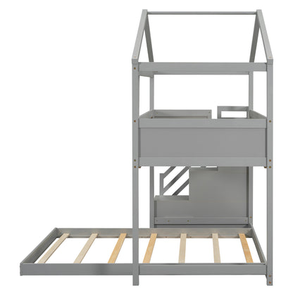 Twin-Full Storage Bunk Bed – Gray