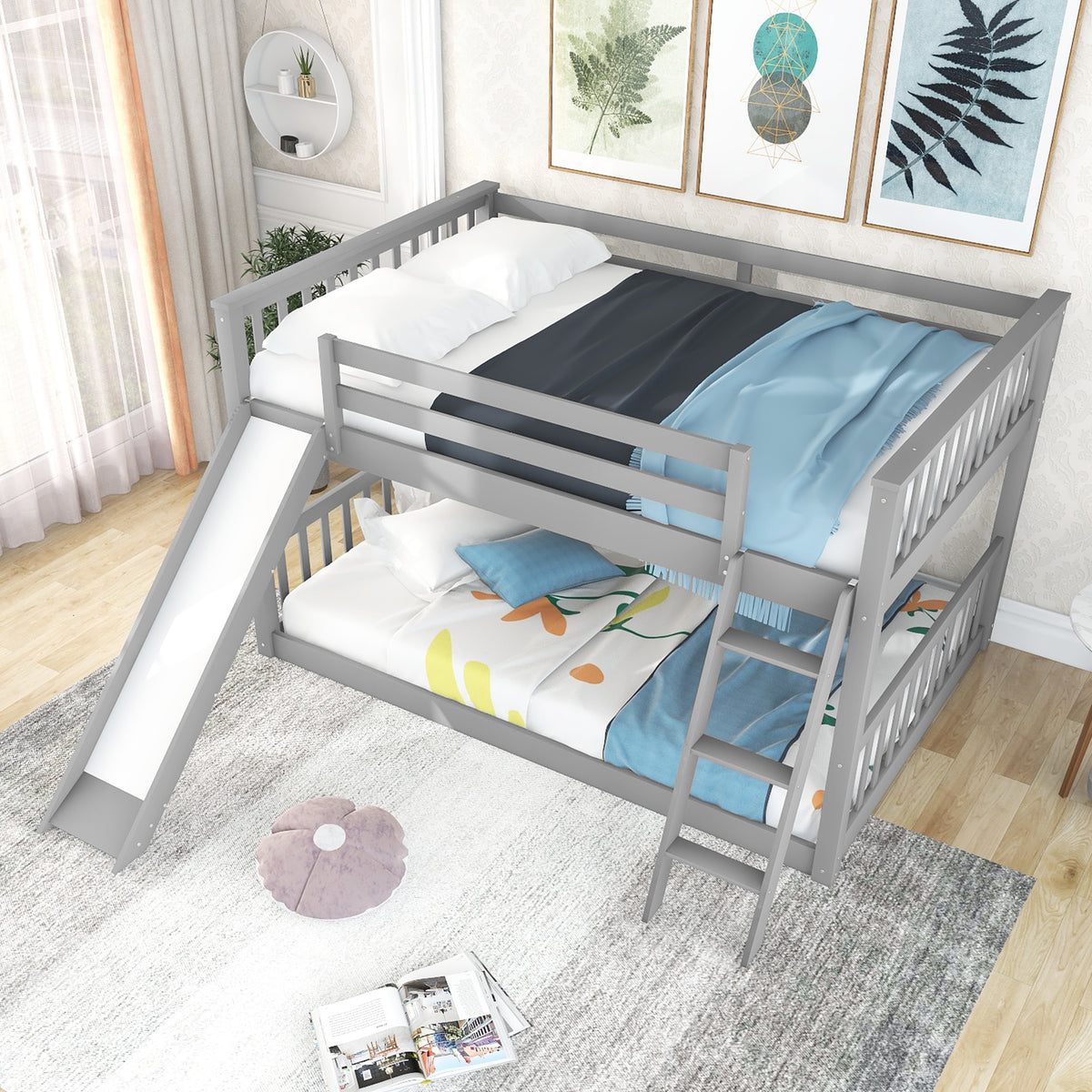 Full Bunk Bed Gray