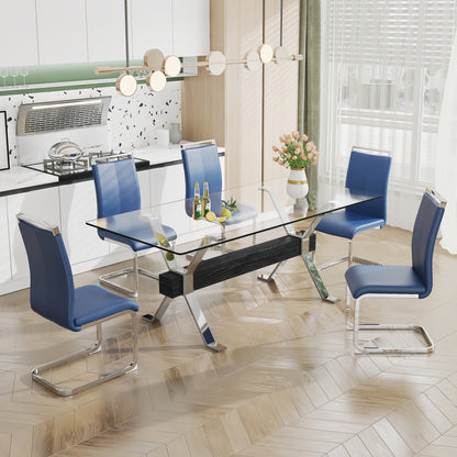 Glass Dining Table – Silver Metal Legs
