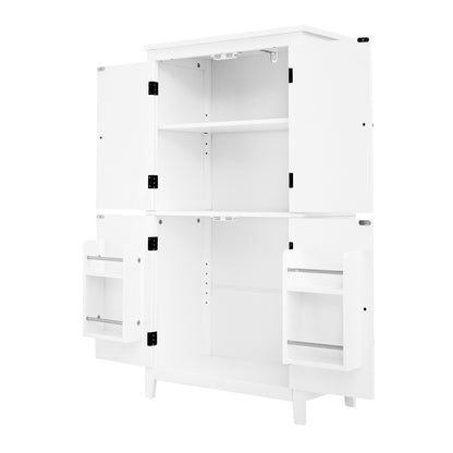 White Bathroom Floor Cabinet Adjustable Shelf