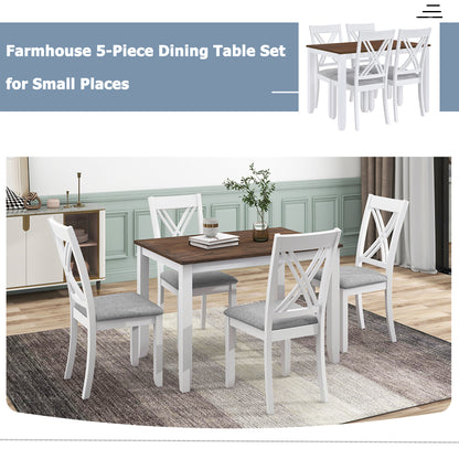 Rustic 5-Piece Dining Set with X-Back Chairs