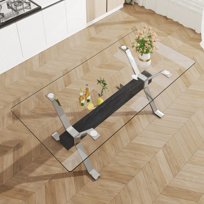Glass Dining Table – Silver Metal Legs