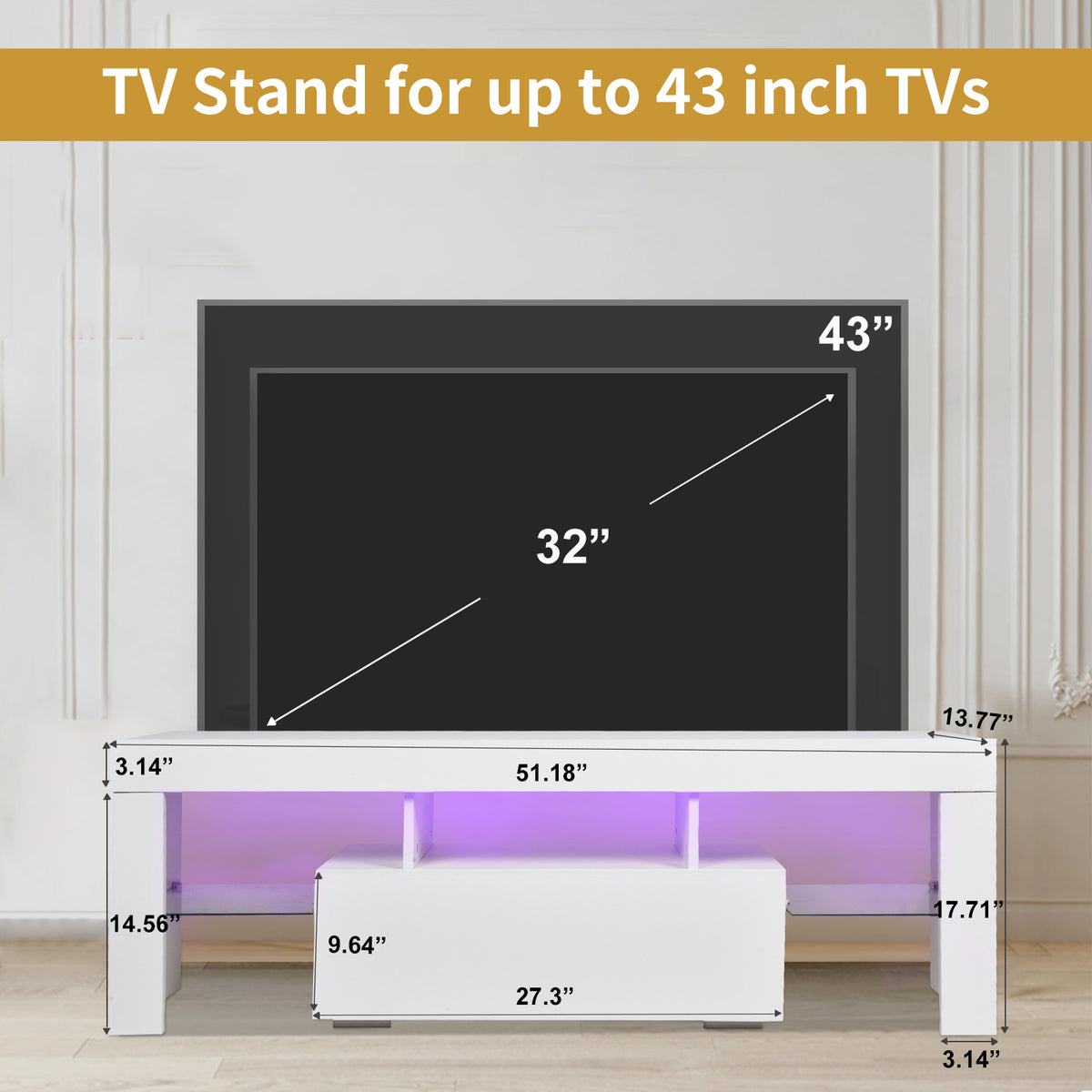 TV Stand with Storage and Drawers Gray