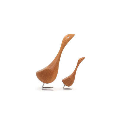 Hand-Carved Swan Wood Sculpture