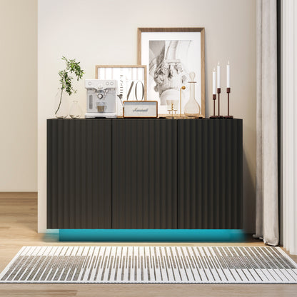 Carved LED Sideboard Cabinet with Adjustable Shelf