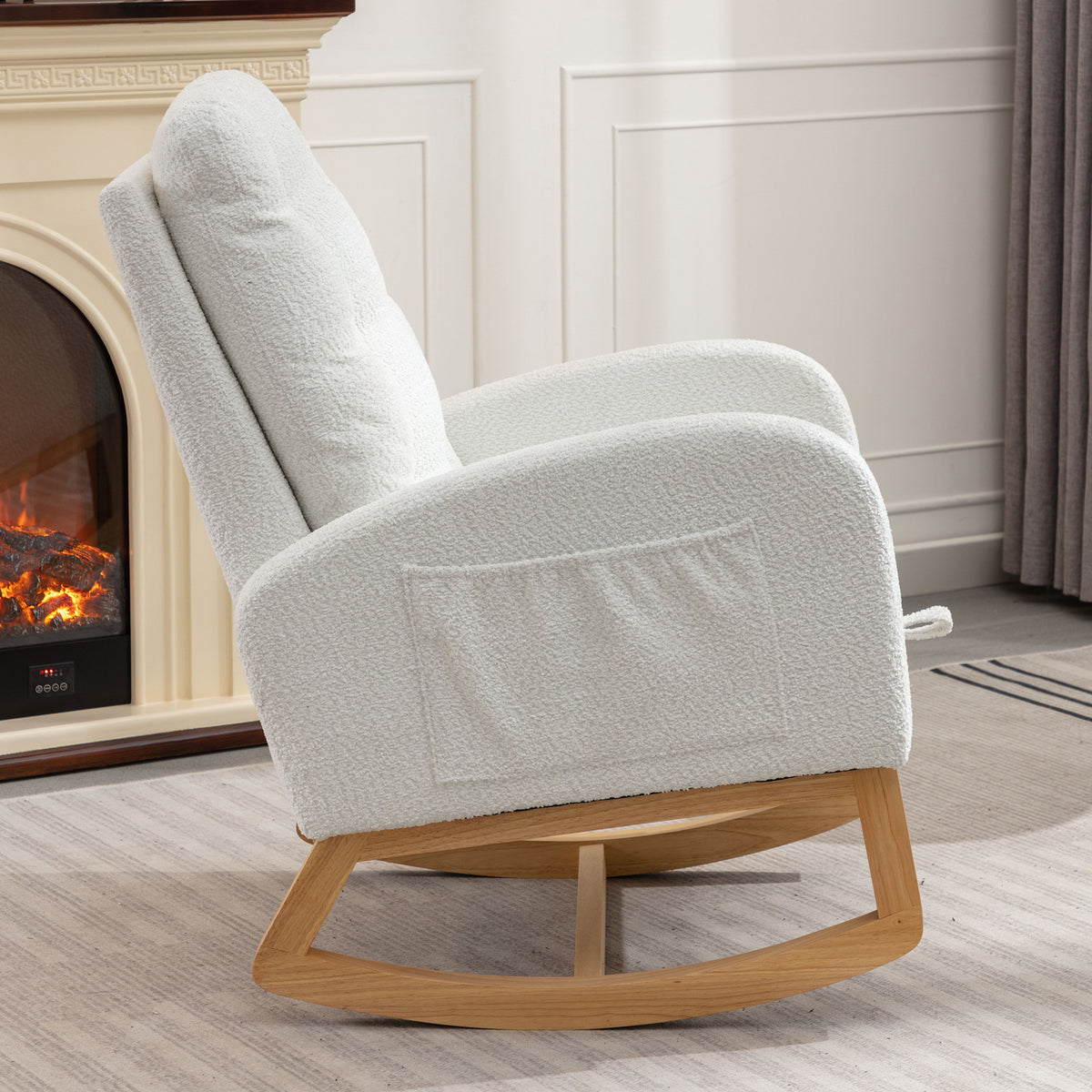 Accent Rocking Chair with Footrest – Black Rubber Wood