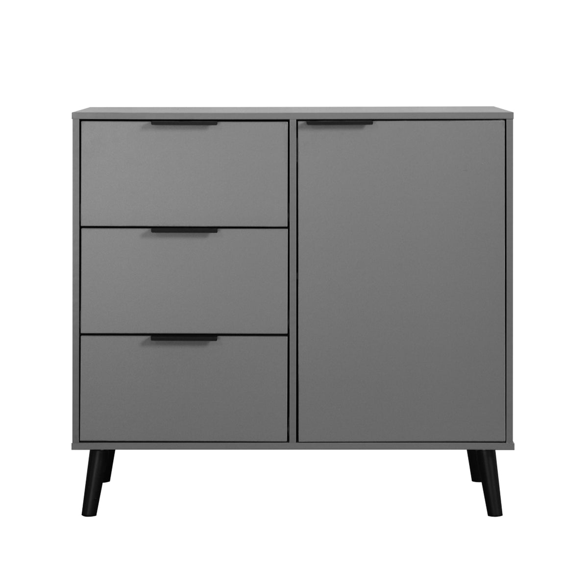 Gray Storage Cabinet with Drawers and Adjustable Shelves