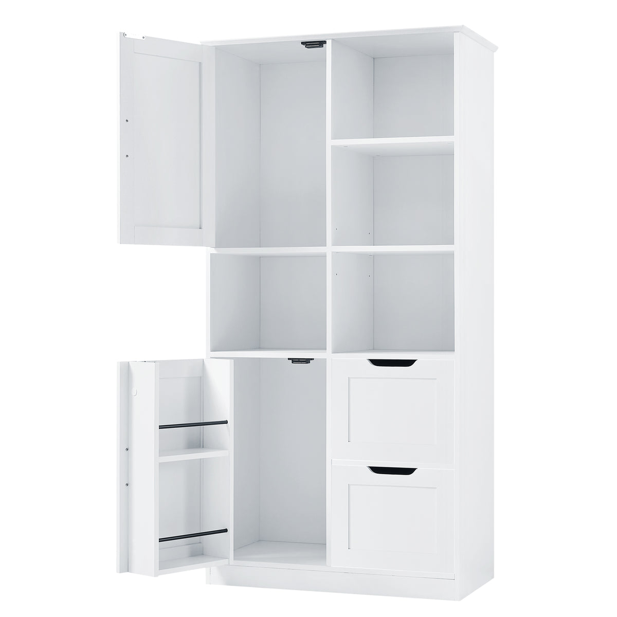 White Bathroom Storage Cabinet with Adjustable Doors