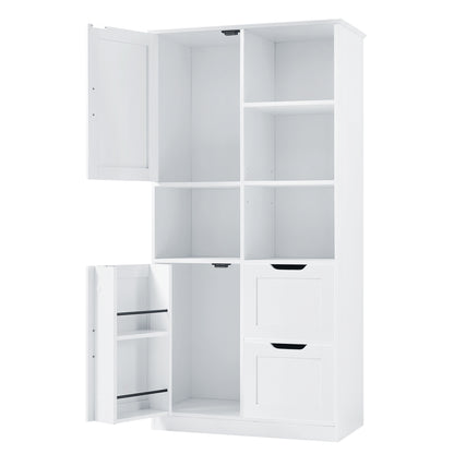 White Bathroom Storage Cabinet with Adjustable Doors