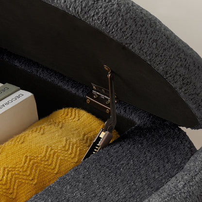 Oval Fabric Storage Ottoman – Dark Grey