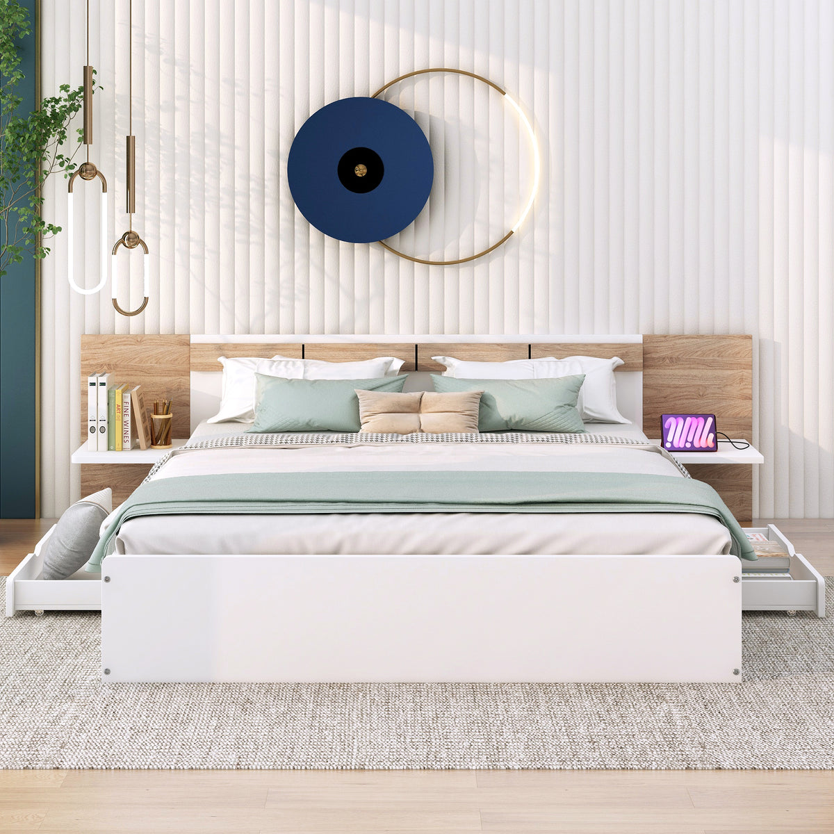 Queen Platform Bed White