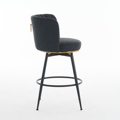 Adjustable Gray Bar Stool Set (2 pcs) – Modern Metal Base