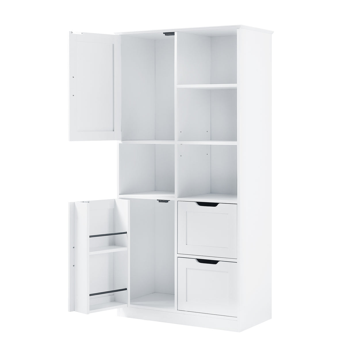 White Bathroom Storage Cabinet with Adjustable Doors