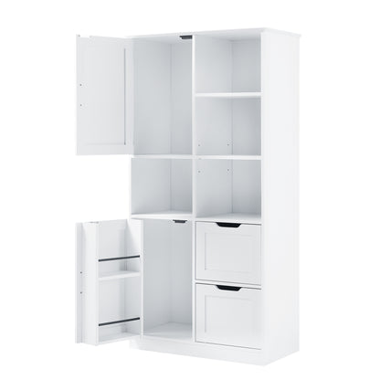 White Bathroom Storage Cabinet with Adjustable Doors