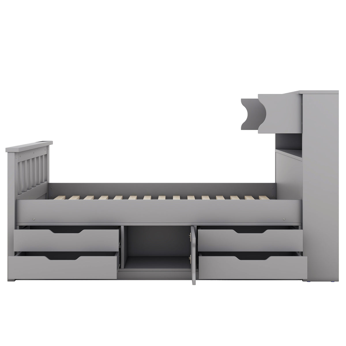 Twin Captain Platform Bed Gray