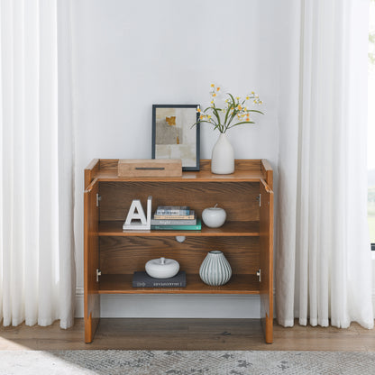 Walnut Buffet Cabinet with Storage Panels