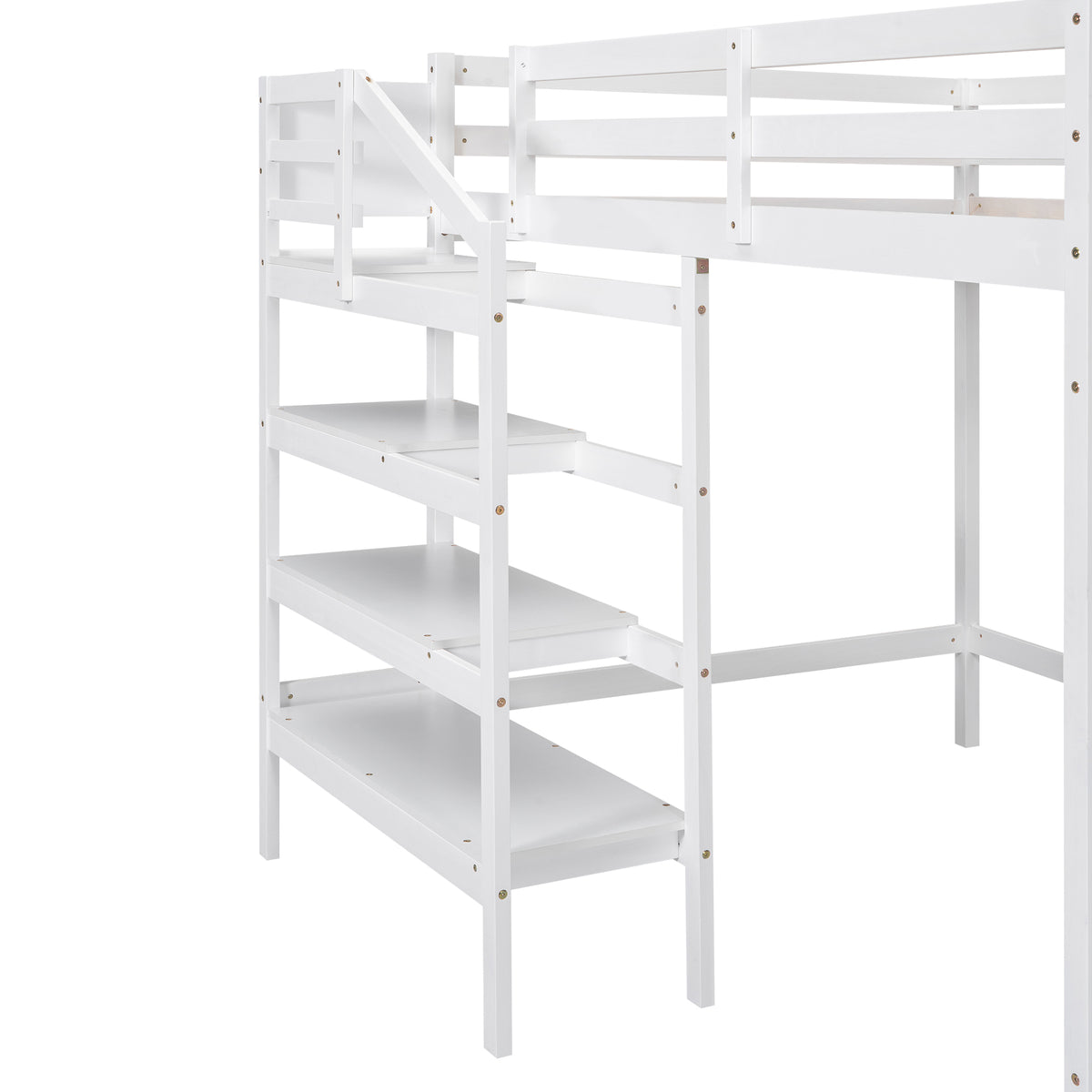 Full Loft Bed with Storage – White Finish