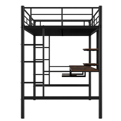 Loft Bed with Desk and Shelf Black