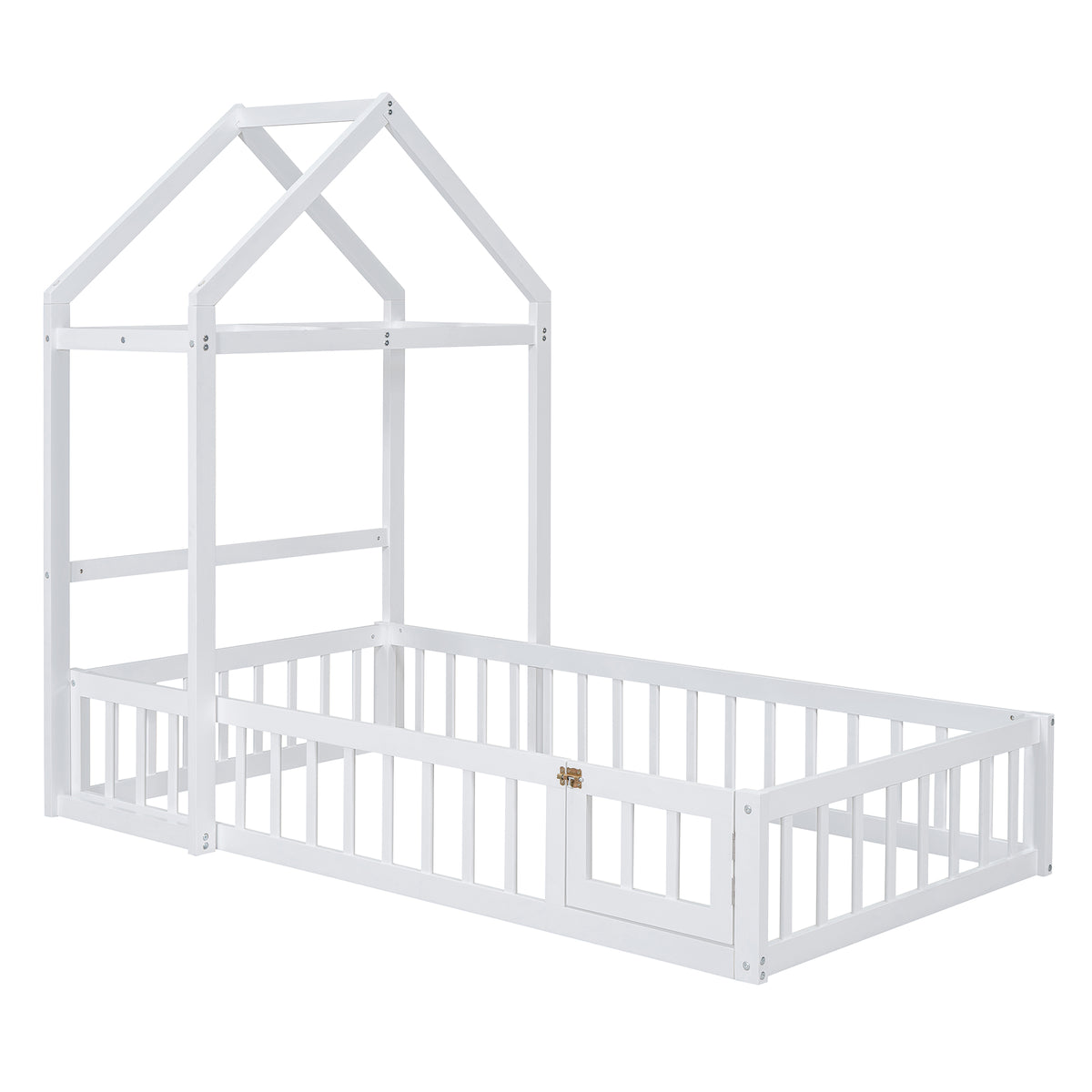 Wooden Twin Bed with Clothes Drying Rack Pink