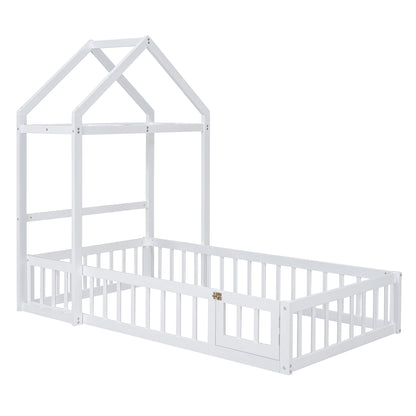 Wooden Twin Bed with Clothes Drying Rack Pink