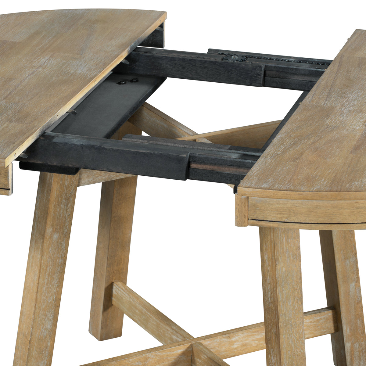5-Piece Dining Set with Round Table Wood Wash