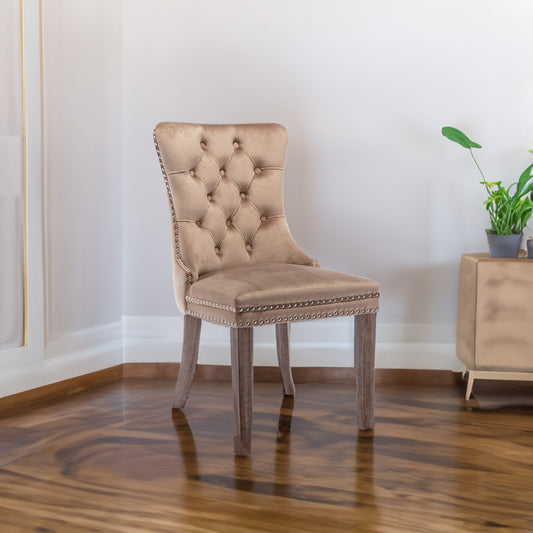 High-End Tufted Dining Chair Set Khaki