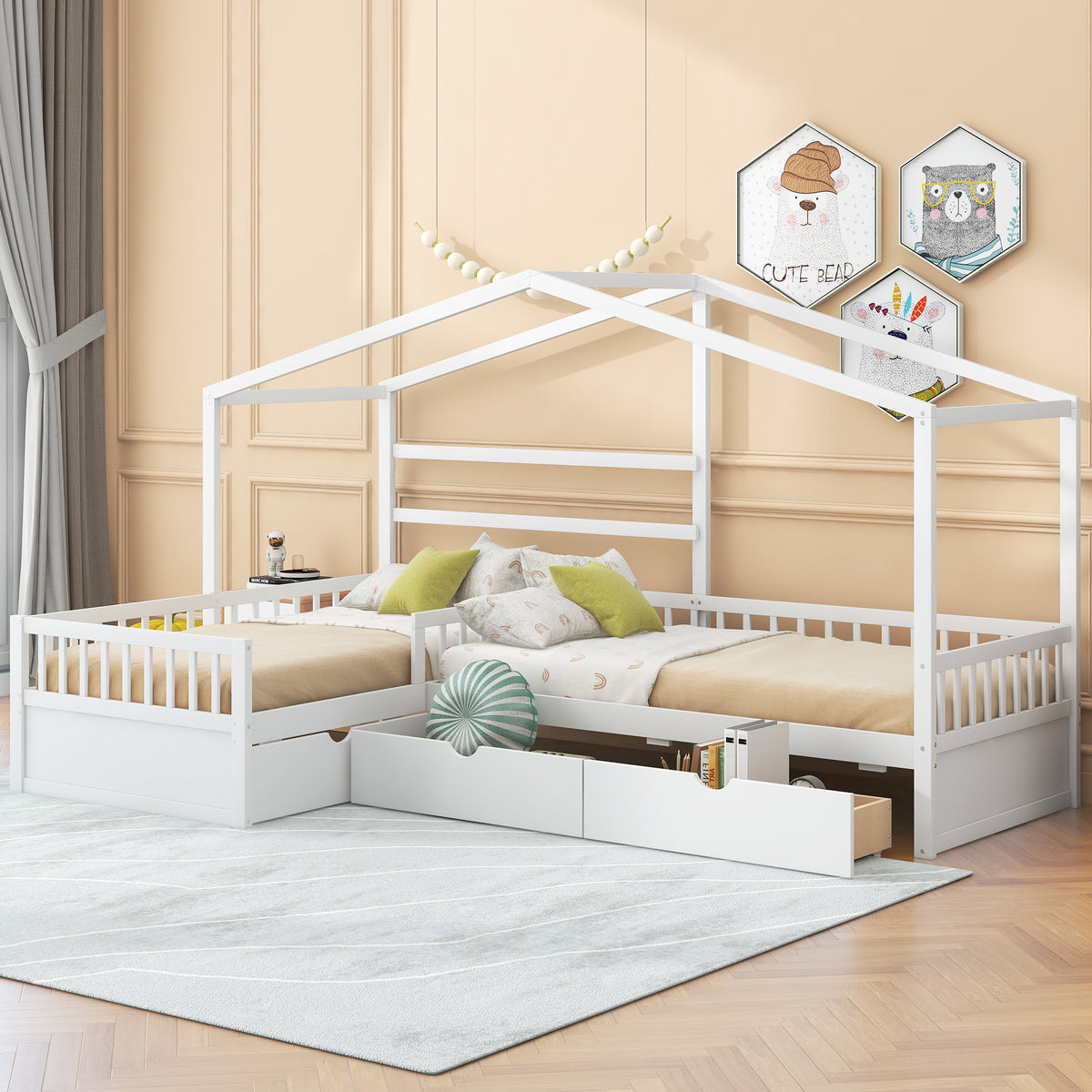 Twin House Bed White