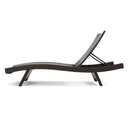 Wicker Chaise Lounge Chair Gray