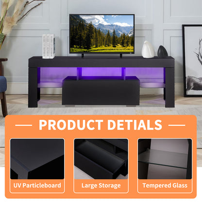 Modern TV Console with LED Storage Gray