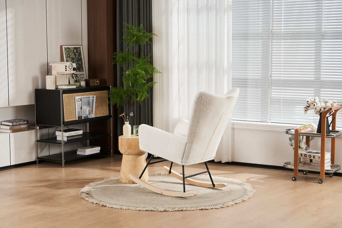 Teddy Fabric Rocking Nursery Chair – White