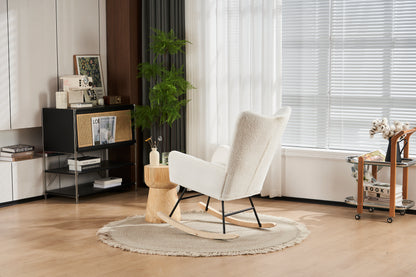 Teddy Fabric Rocking Nursery Chair – White