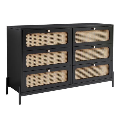 Modern Rattan Wood Closet – Black