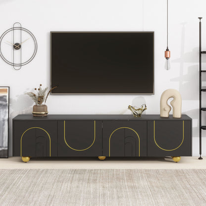 Modern TV Stand with Cabinets Walnut