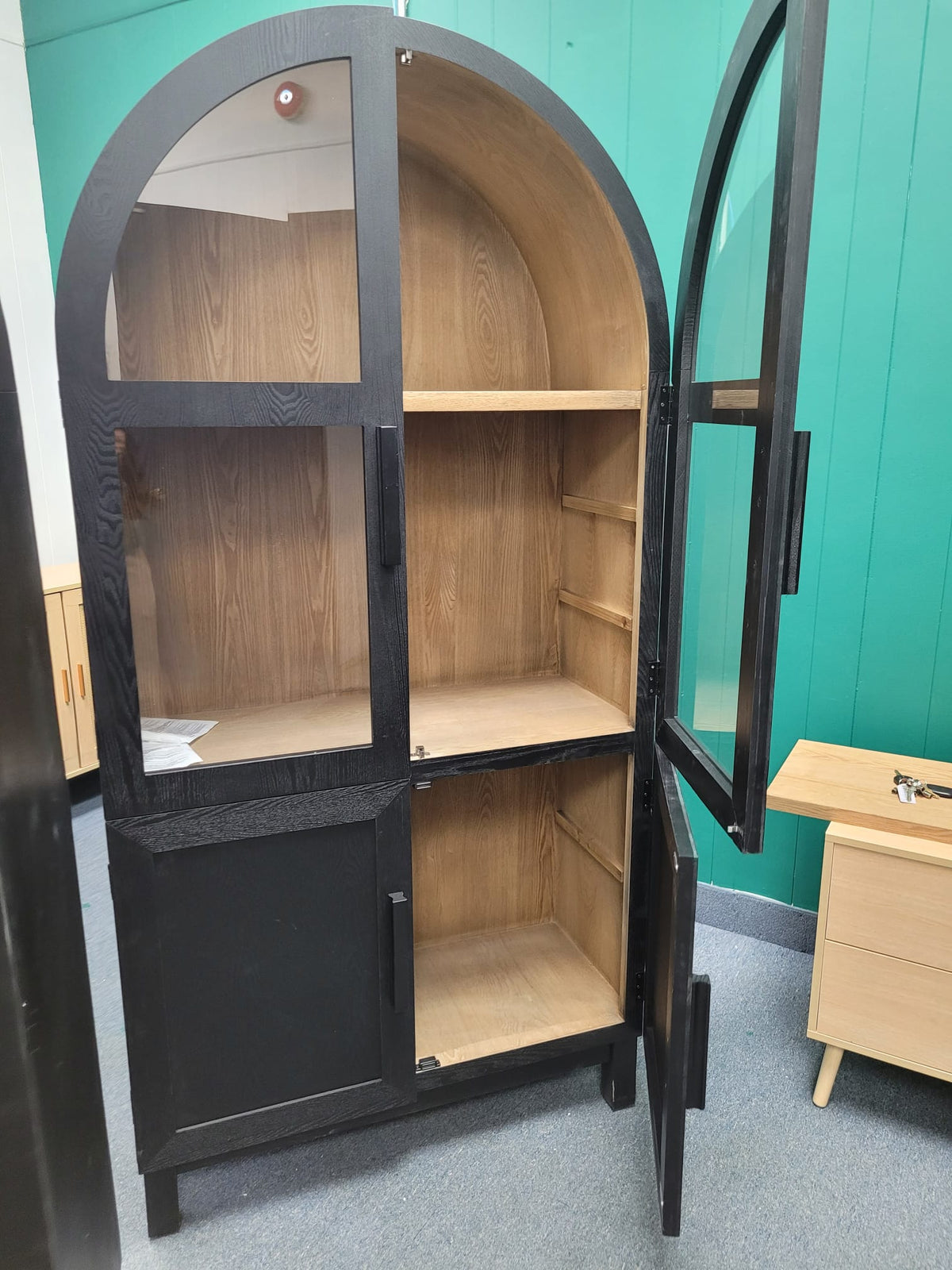 ARDYNAMIC Arch Cabinet, Oak Finish