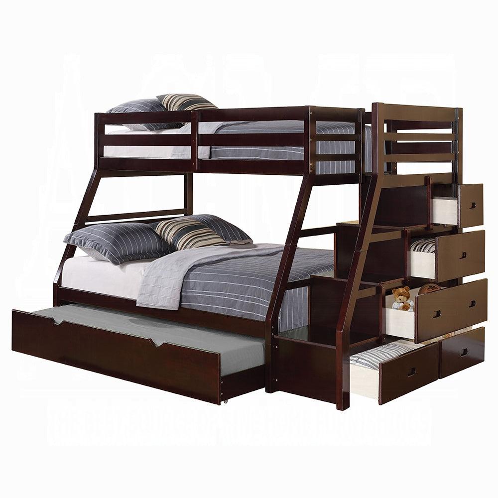 Mojo Twin/Full Bunk Loft Bed W/Trundle & Storage - Expresso