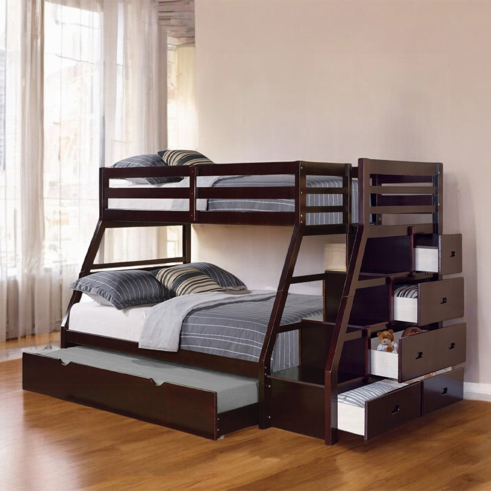 Mojo Twin/Full Bunk Loft Bed W/Trundle & Storage - Expresso
