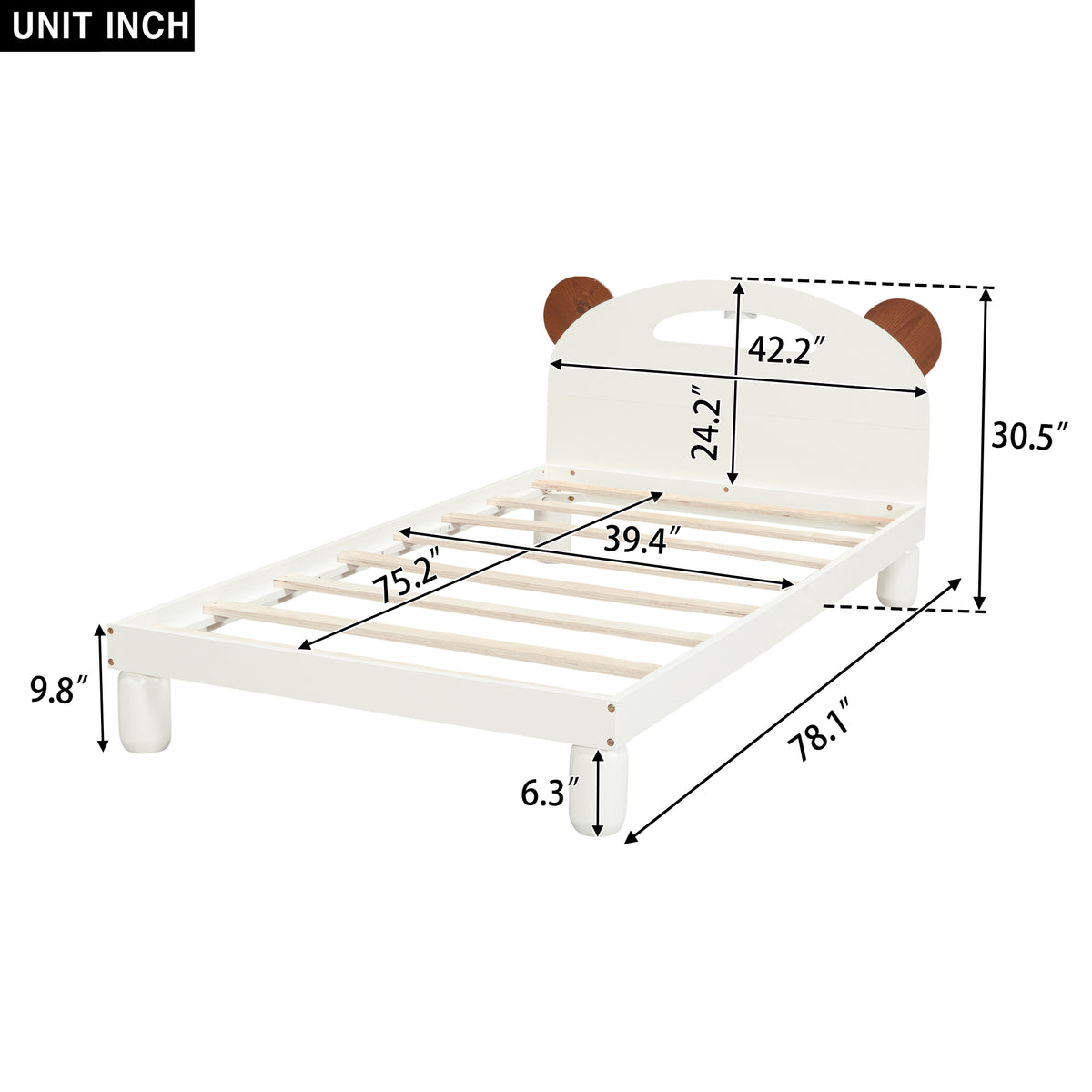 Twin Platform Bed with LED Headboard White